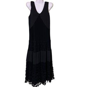 Beachy  Maxi Dress XL  Lace Panels & Crochet Hem Lagenlook Lagom Vacation Tropic